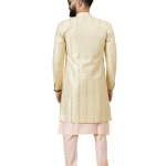 Alluring Pastel Thread Embroidered Cream Open Sherwani with Kurta Pajama Set | Father Son Combo | Jaipurio Collection